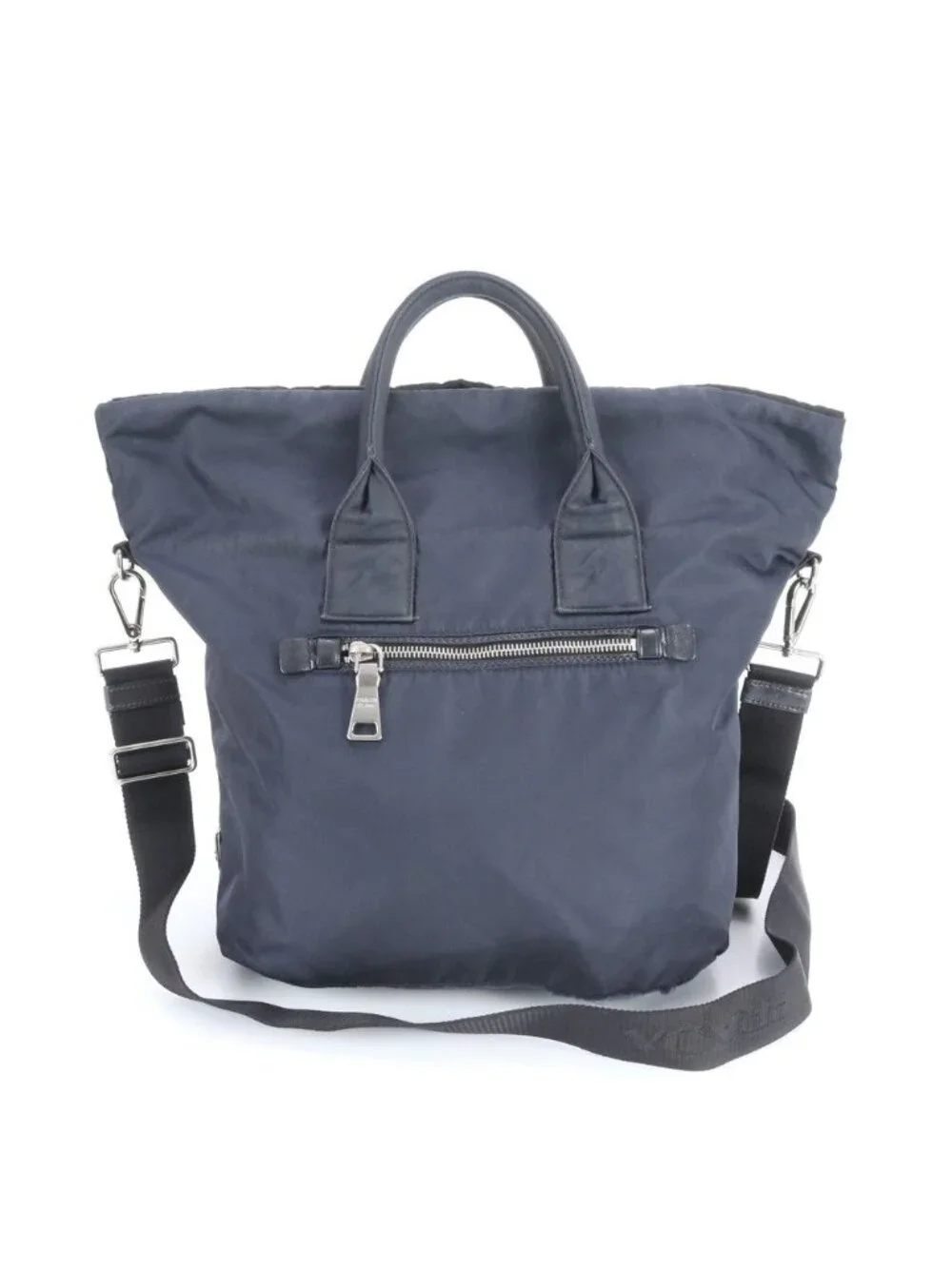 Prada Tessuto Nylon Reversible Triangle Logo Leather 2-Way Shoulder